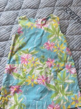 Lilly Pulitzer Girls Floral Shift Dress in Aqua, Pink, Yellow, Green